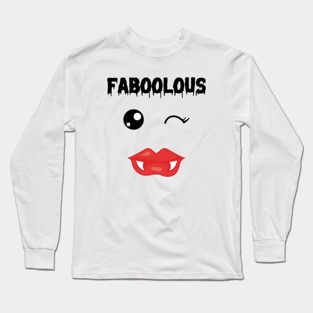 Faboolous Kawaii Vampire Face Long Sleeve T-Shirt by AngelFlame